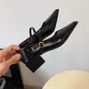 Zapatos Chuyuji estilo francés para ir al trabajo con tacón grueso Mary Jane 2026 Punta cuadrada Correa de tacón medio bajo Zapatos retro para mujer