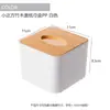 Caja de Pañuelos Redonda de Tirador Lateral con Tapa de Bambú, Caja de Pañuelos para Escritorio, Portarrollos de Papel para Sala de Estar del Hogar, Caja de Almacenamiento de Pañuelos para Restaurante