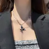 Colar Zircônia Borboleta Preta Feminino 2025 Novo Estilo Frio Neutro Corrente de Clavícula Corrente de Suéter Acessórios