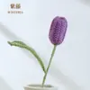 Decoración de flor de tulipán tejida a mano vertical terminada, flor artificial tejida a crochet para el Día del Maestro