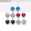 Colgante colorido en forma de corazón con incrustaciones de diamantes, accesorios de joyería hechos a mano para bricolaje, pendientes, llaveros, pequeños colgantes de aleación electrochapada