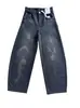 Formato de perna modificado, ligeiramente elástico, não apertado, confortável, esconde imperfeições, cintura ajustável, estampado, casual, solto, perna larga, banana, jeans, feminino
