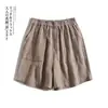 Fotografía Real 2025 Pantalones Cortos Sueltos de Algodón y Lino Simples Artísticos Cómodos Combinan con Todo Casual Frescos Pantalones de Cuarto Verano para Mujer