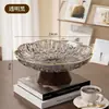 Nova Fruteira de Luxo com Padrão de Geleira de Alta Qualidade e Fruteira com Borda Dourada para Mesa de Centro de Sala de Estar Prato de Exibição de Lanches e Frutas