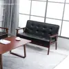 Sofá individual de cuero minimalista moderno nórdico de madera maciza de tres plazas para cafetería, sofá de dos plazas para sala de estar para espacios pequeños