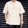Camiseta de Algodón de Fibra Larga de Xinjiang, Tres Agujas, 520g, Peso Pesado, Estilo Americano, Algodón Puro, Unisex, Manga Corta, Transpirable, Casual, Color Sólido, Camiseta Gruesa