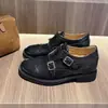 Mocasines Versátiles de Tacón Oculto para Mujer 2026 Nuevo Estilo Otoño Estilo Británico Zapatos Monk Tallados Zapatos de Cuero Pequeños Brogue