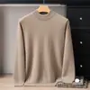 Suéter 100% cashmere puro para homens, gola alta discreta, novo suéter de malha outono e inverno 2026, camiseta de base