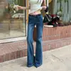 Jeans Acampanados Azul Oscuro para Mujer Otoño 2025 Nuevo Retro Americano Cintura Baja Rectos Elásticos No Ceñidos al Pierna Pantalones de Campana
