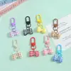 Llavero creativo de lazo a rayas de colores, accesorio colgante DIY, decoración fresca y elegante para bolsos de hombre y mujer