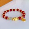 Pulsera Año Nuevo del Dragón 2024 para Mujer Pulsera Imitación Cinabrio Bollo de Dragón Nuevo Estilo Chino Joyería Estilo Chino Año del Dragón