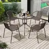 Mesas y Sillas de Exterior para Jardín, Patio, Balcón, Cafetería de Ratán para Ocio, Juego de Sillas de Café Impermeable y a Prueba de Sol