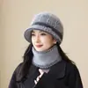 Novos Chapéus de Tricô Outono/Inverno 2025 para Idosos, Roupa para o Trabalho, Proteção Quente Casual para o Pescoço, Aba Curta, Chapéu Cachecol para Pescoço de Idosos