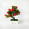 Planta en maceta de árbol frutal artificial de 17 ramas para decoración de mostrador de sala de estar, bonsái de fruta de la fortuna, maceta de planta verde de escritorio para Año Nuevo