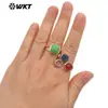WT-R522 polvo de gema cuadrada de color cristal brillante multicolor opcional anillo para uso diario joyería para niñas