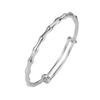 Pulseira de Bambu Feliz Two Worlds para Mulheres, Estilo Chinês, Pulseira Ajustável de Empurrar e Puxar, Pulseira Banhada a Prata 999 para Melhor Amiga