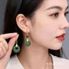 Pendientes de Jade Estilo Nuevo 2026, Largos Vintage de Gama Alta Modelo Popular, Exquisitos Pendientes Hechos a Mano Estilo Corte para Mujer