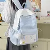 Mochila Escolar Fofa Estilo Fresco com Bordado de Estrela para Meninas Alunas do Ensino Fundamental Mochila Casual para Alunos do Ensino Médio e Superior Mochila Xadrez