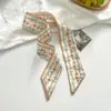 Lenço longo de cetim de camada dupla elegante vermelho, faixa de cabelo, lenço estilo coreano feminino, fita decorativa, cachecol de terno, tudo combinando