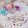 Acessórios para Nail Art Contas de Bolha Sereia Tamanhos Mistos Coloridos Contas Aurora Meio Redondas com Fundo Plano Decoração de Unhas DIY