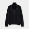 Suéter de Punto con Media Cremallera Estilo Chanel 26 Primavera Temprana, Suéter de Lana de Manga Larga con Cuello Alto y Media Cremallera Estilo Pasarela para Mujer