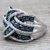 Anillo de zafiro de gran tamaño, bañado en plata 925, para mujeres europeas y americanas.