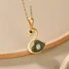 Conjunto de cadena y colgante de cisne para mujer, de plata esterlina S925, chapado en oro, jade hetiano, único, simple y combinable