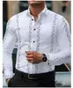 Camisa Masculina de Manga Longa para Comércio Exterior Europeu e Americano Linhas Irregulares Geométricas Moda Casual de Negócios Versátil Top Atacado