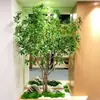 Plantas Verdes Artificiais para Decoração, Exibição de Paisagem Grande de Chão para Interior e Exterior, Decoração de Janela