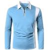 Comércio Exterior Transfronteiriço Camisa Polo Masculina Camisa Polo Masculina de Manga Longa Cor de Moda Combinando Zíper Camiseta Moda Camisa Casual
