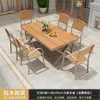 Juego de Mesa y Sillas para Exteriores, Juego de Mesa y Sillas de Plástico Madera Anti-Corrosión para Comedor de Ocio en Patio, Mesa y Sillas de Té al Aire Libre para Jardín de Villa y Balcón