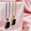 Collar Minimalista Cuadrado Geométrico de Acero Inoxidable Lele Jewelry para Hombres y Mujeres, Cadena para Clavícula de Celebridad de Internet Estilo Colgante Cuadrado