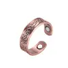 Set Popular Transfronterizo de Pulsera y Anillo Magnéticos, Diseño Floral Retro Europeo y Americano, Acabado Cepillado de Cobre Rojo Antiguo, Joyería de Estilo Vintage para Parejas
