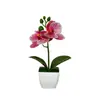 Mini 3 orquídeas Phalaenopsis artificiais em vasos aveludados, fornecimento de exportação direta, flores artificiais de toque realista, bonsai, adereços para fotografia