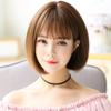 Moda bobo bobo estilo japonés coreano cabello corto liso para mujer flequillo prolijo peluca natural esponjosa cobertura completa de la cabeza seda de alta temperatura