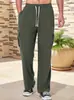 Otoño 2025 Pantalones Casuales Transfronterizos de Pana para Hombre Pantalones Casuales Transpirables de Pierna Ancha Multibolsillos Rectos
