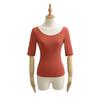Deseo Puro Sexy Camiseta de Manga Media con Cuello en U Grande para Mujer, Top Corto Básico Ajustado de Color Sólido para Verano