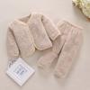Traje Cálido de Vellón Coral para Niños de Otoño e Invierno, Pijama de Bebé de Dos Piezas para Recién Nacidos, Niños y Niñas, Ropa de Bebé