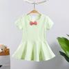Vestido infantil de algodão com manga curta para o verão 2022 novo roupas infantis estilo western vestido de princesa liso para menina moda