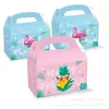 DD036 Amazon piña Flamenco hermosa fiesta de cumpleaños regalo bolsa de cuero de vaca para dulces caja de regalo portátil