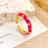 Anillo Venta Caliente Anillo de Trébol con Aceite Goteando Nicho Alta Gama Flor Colorida Anillo para Dedo Índice 2025 Nuevo Venta Caliente Mujer