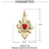 Colgante de cobre y circón con forma de corazón de melocotón, con siete cuentas, estilo estéreo, con forma de corazón de melocotón y aceite, accesorios de joyería DIY, collar con alas de palma.