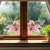 Cbccht107 Pegatina de Vidrio para Esquina de Ventana Floral y de Pájaros Transfronteriza, Pegatina Decorativa de Flor para Esquina de Vidrio Colorida Adhesiva de Doble Cara Ultra Transparente