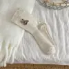 Calcetines de Punto Bonitos Bordados de Punto Medio Algodón Dibujos Animados Bonitos Estampado de Peluche Estilo Ins Otoño e Invierno Calcetines de Punto Animal de Peluche