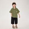 Camisa de Manga Corta para Niños Changguo Camisa de Verano Delgada de Color Sólido para Niños Pequeños Estilo Coreano y Japonés Top de Media Manga