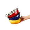Olla colorida de doble asa, bol de cocina multifuncional, bol multiusos de cocina doméstico estampado de acero inoxidable 304, plato para frutas, olla para fideos