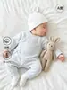 Mono de algodón puro clase A para bebé recién nacido de otoño, mameluco de algodón de manga larga de colores para niños y niñas de 0 a 6 meses, mono base para bebé