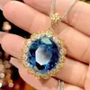 Novedad Más Vendida Joyería Huabi Base de Cobre Chapado en Oro Corindón Sintético Conjunto de Joyería Europeo y Americano Piedra Principal 18*20