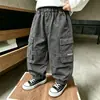 Pantalones cargo de algodón para niños de primavera y otoño, estilo coreano, elegantes y modernos, pantalones casuales holgados para niños, comercio exterior