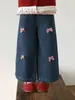 Wuli Bu Yi [Procesamiento Personalizado] Jeans con Lazo para Niñas Pantalones Casuales Rectos Sueltos para Niños Otoño